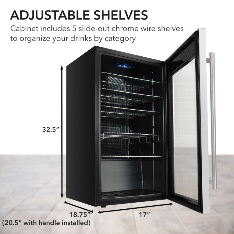 Whynter BR-130SB 17″ 127 Can Freestanding Beverage Refrigerator cooler Stainless Steel