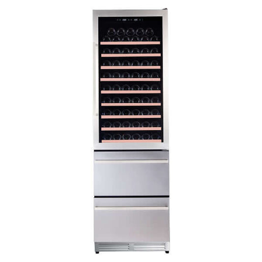 Avanti 108 Bottle Elite Series Dual Zone Wine Cooler with 2-Drawer Beverage Center - front view door closed
