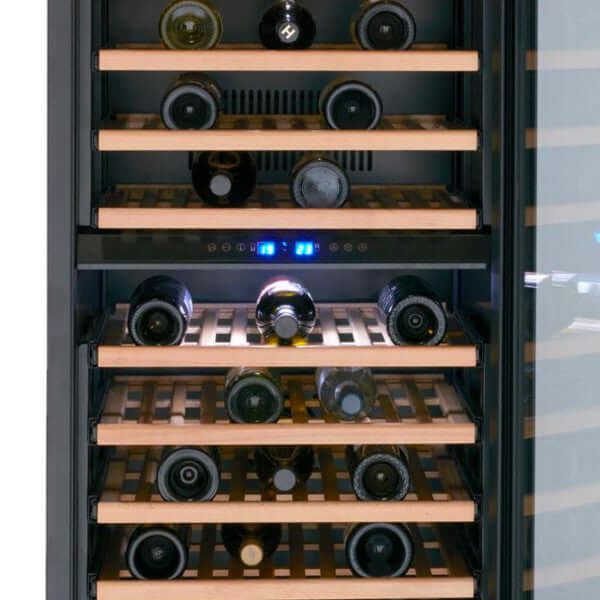 Avanti 154 Bottle Designer Series Dual Zone Wine Cooler - front view top part with door open