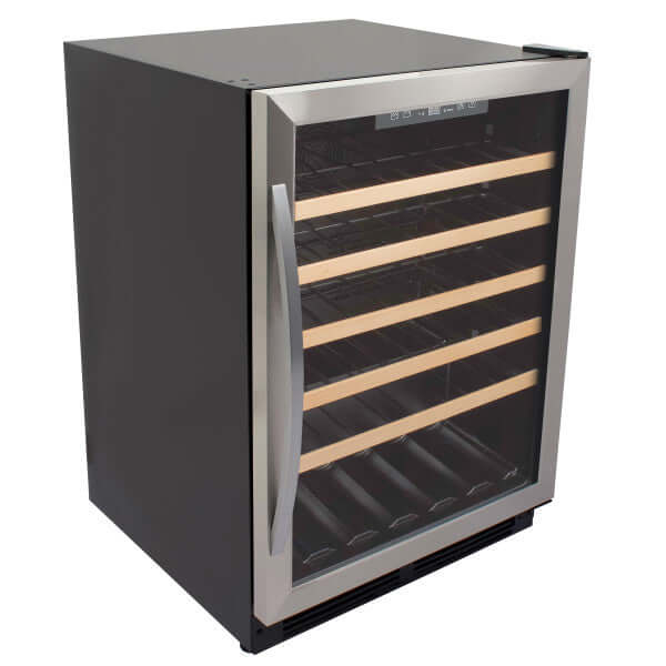 Avanti 51 Bottle Single Zone Freestanding Wine Cooler with Wood Accent Shelving
