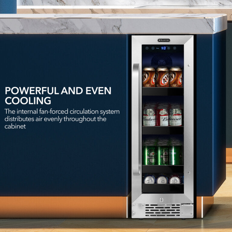 Whynter BBR-638SB 12″ Built-In 75 Can Undercounter Stainless Steel Beverage Refrigerator cooler with Reversible Door, Digital Control, Lock and Carbon Filter