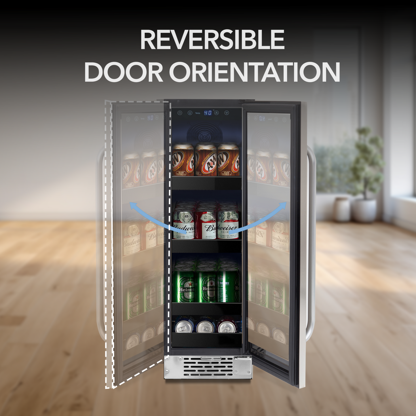 Whynter BBR-638SB 12″ Built-In 75 Can Undercounter Stainless Steel Beverage Refrigerator cooler with Reversible Door, Digital Control, Lock and Carbon Filter