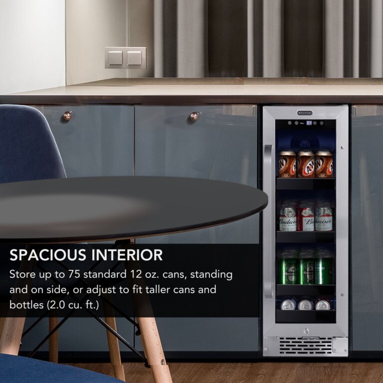 Whynter BBR-638SB 12″ Built-In 75 Can Undercounter Stainless Steel Beverage Refrigerator cooler with Reversible Door, Digital Control, Lock and Carbon Filter