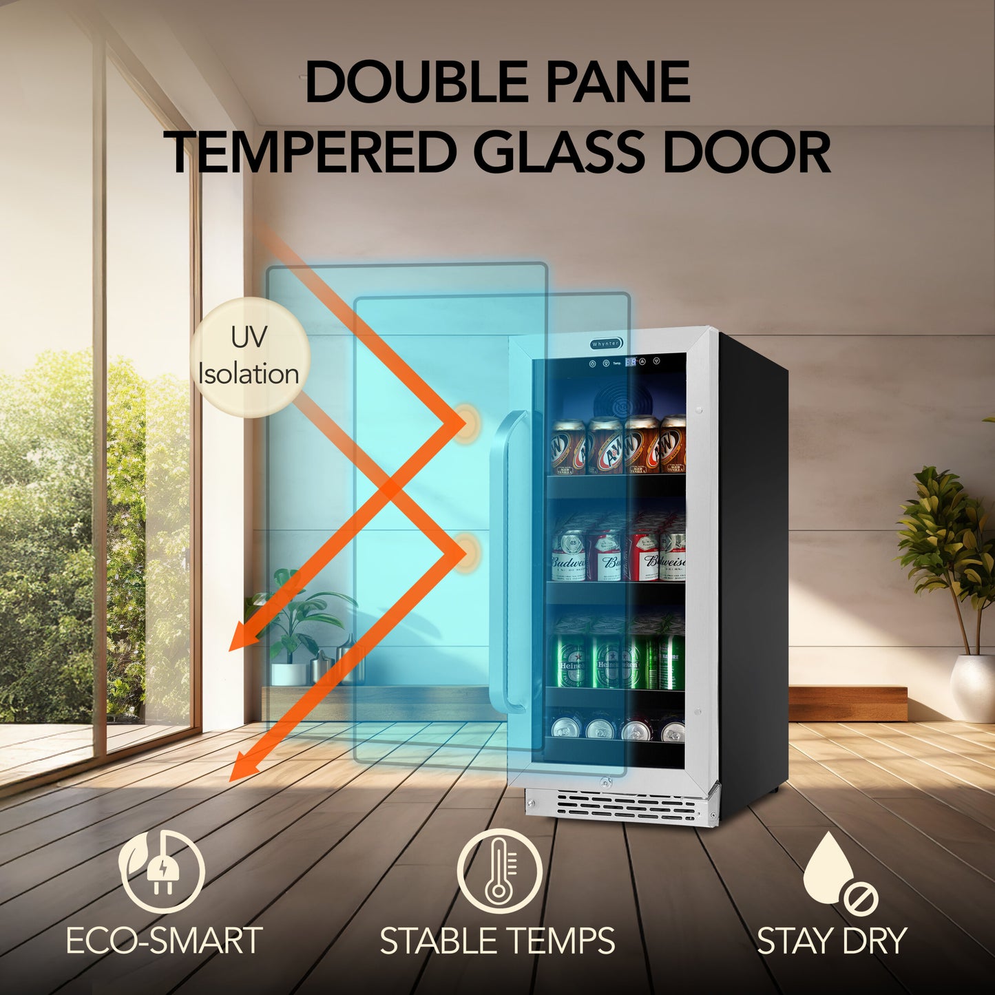 Whynter BBR-838SB 15″ Built-In 112 Can Undercounter Stainless Steel Beverage Refrigerator cooler with Reversible Door, Digital Control, Lock and Carbon Filter