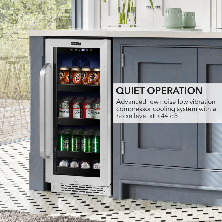 Whynter BBR-838SB 15″ Built-In 112 Can Undercounter Stainless Steel Beverage Refrigerator cooler with Reversible Door, Digital Control, Lock and Carbon Filter