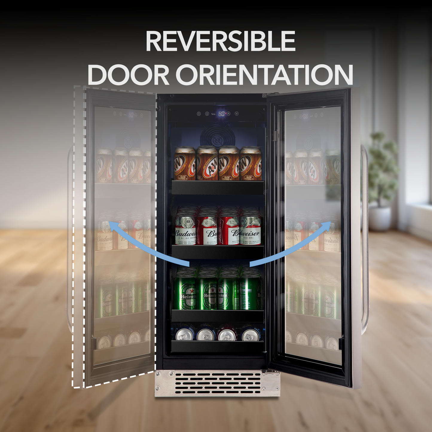 Whynter BBR-838SB 15″ Built-In 112 Can Undercounter Stainless Steel Beverage Refrigerator cooler with Reversible Door, Digital Control, Lock and Carbon Filter