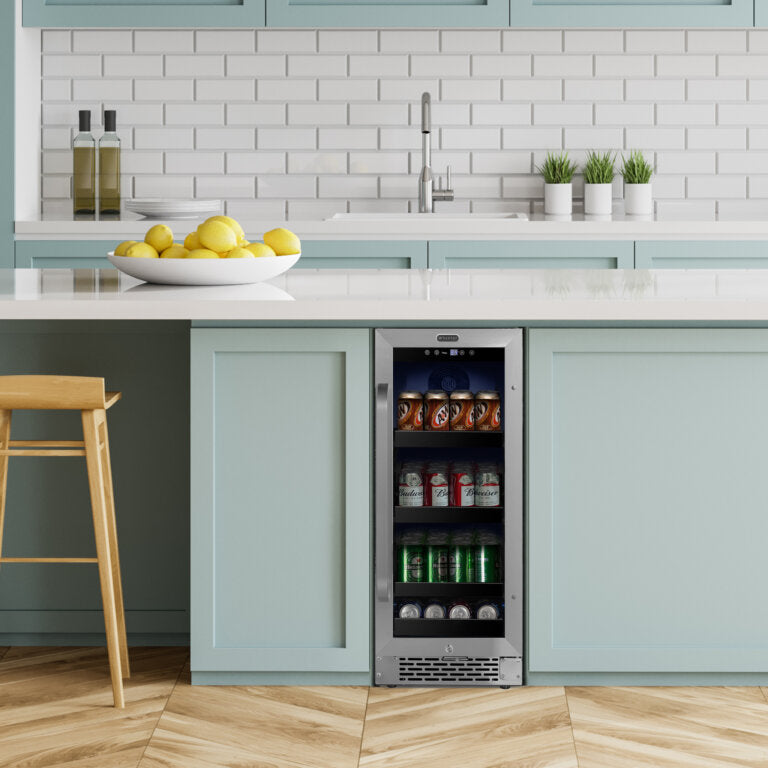 Whynter BBR-838SB 15″ Built-In 112 Can Undercounter Stainless Steel Beverage Refrigerator cooler with Reversible Door, Digital Control, Lock and Carbon Filter