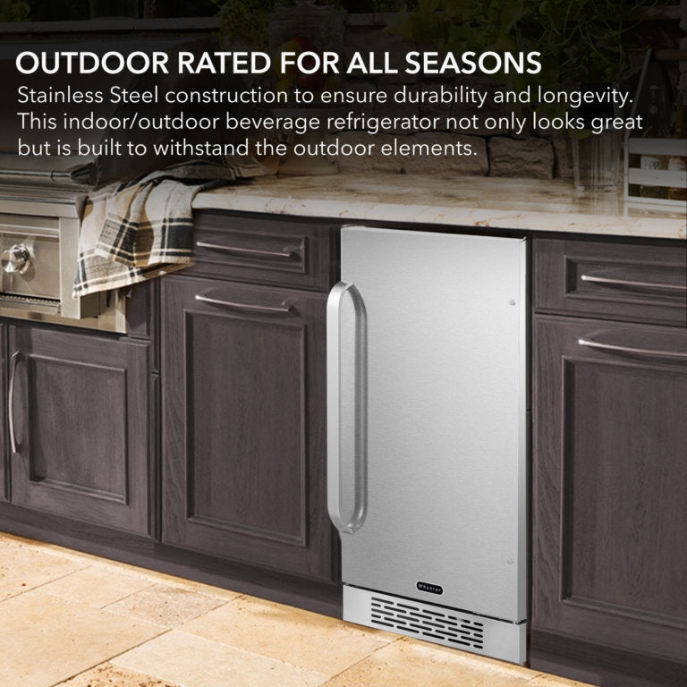 Whynter BOR-326FS 15″ Built-In Energy Star 3.0 cu. ft. Indoor/Outdoor Beverage Refrigerator Cooler Weather Proof in Stainless Steel