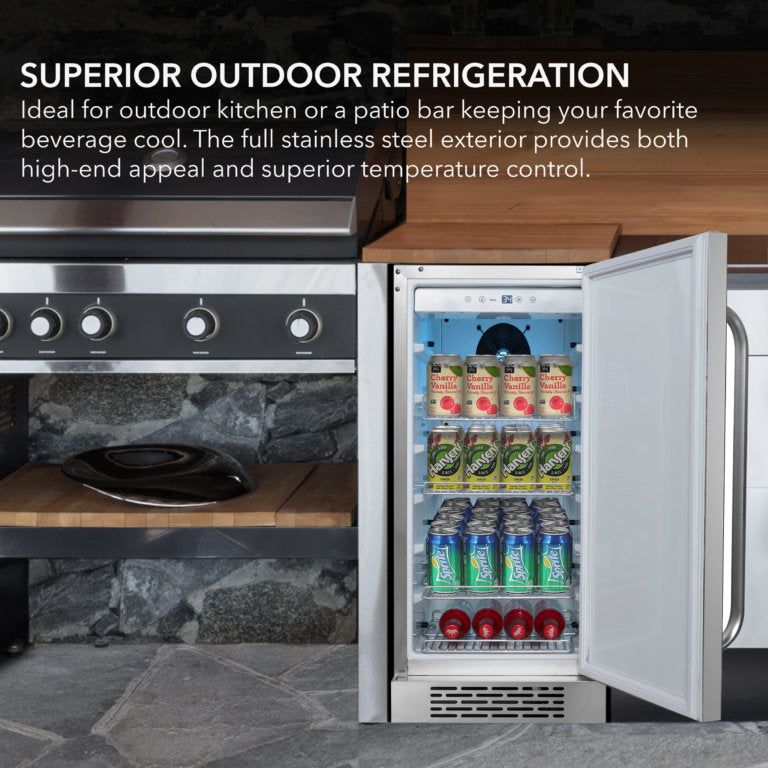 Whynter BOR-326FS 15″ Built-In Energy Star 3.0 cu. ft. Indoor/Outdoor Beverage Refrigerator Cooler Weather Proof in Stainless Steel