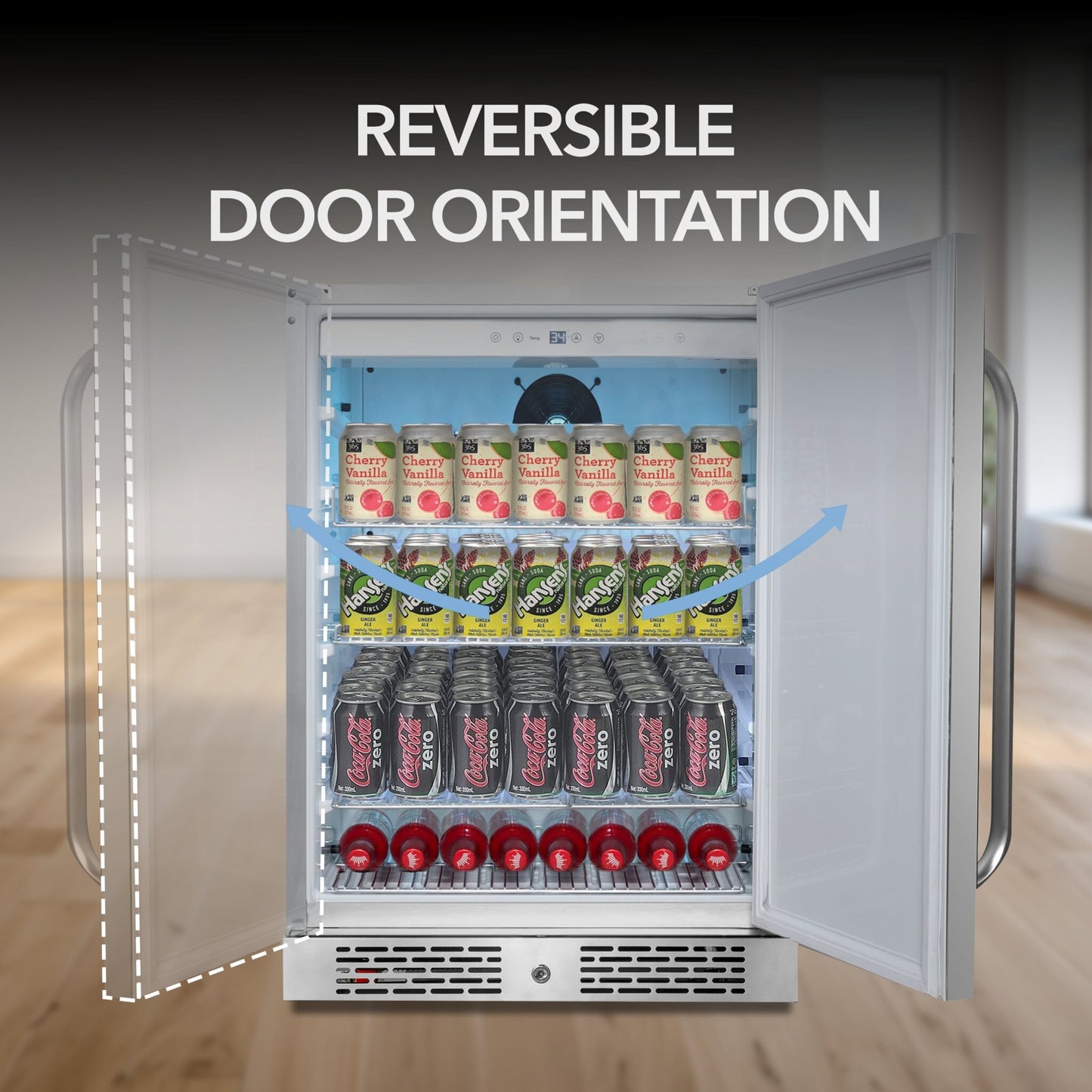 Whynter BOR-53024-SSW/BOR-53024-SSWa 24″ Built-In Energy Star 5.3 cu. ft. Indoor/Outdoor Beverage Refrigerator Cooler Weather Proof in Stainless Steel with Lock and Optional Caster Wheels