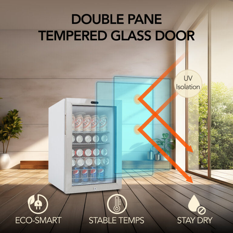 Whynter BR-091WS 90 Can Freestanding Beverage Refrigerator cooler With Lock Stainless Steel