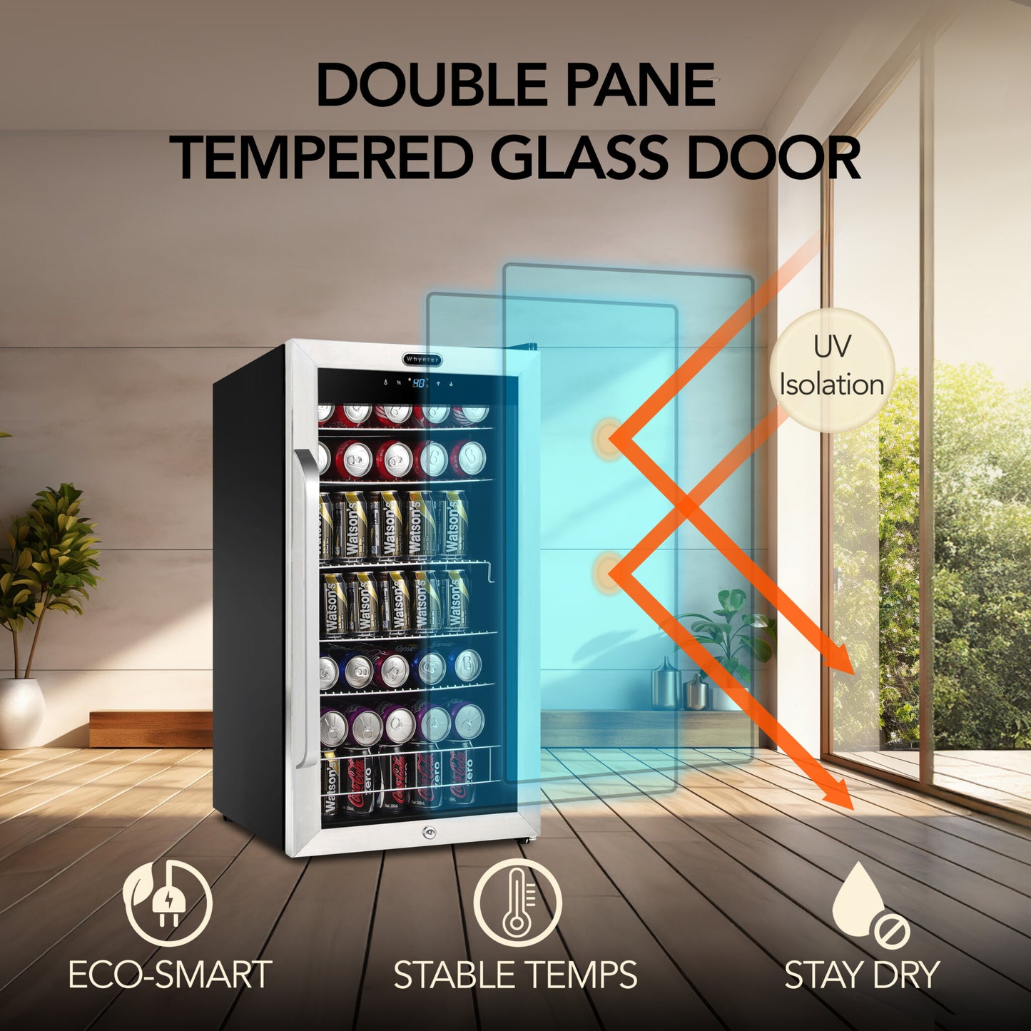 Whynter BR-1211DS 19″ 136 Can Freestanding Beverage Refrigerator cooler with Digital Control and Lock Stainless Steel