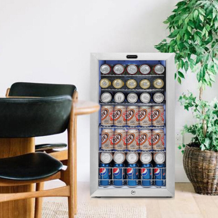 Whynter BR-128WS 17″ 127 Can Freestanding Beverage Refrigerator cooler with Lock Stainless Steel