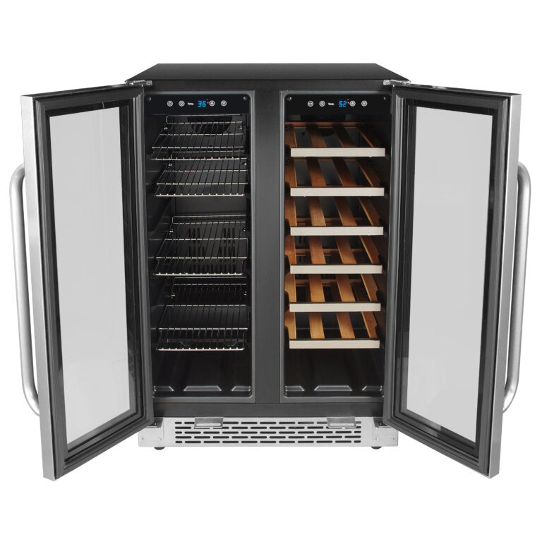 Whynter BWB-2060FDS/BWB-2060FDSa 24″ Built-In French Door Dual Zone 20 Bottle Wine Refrigerator 69 Can Beverage Center