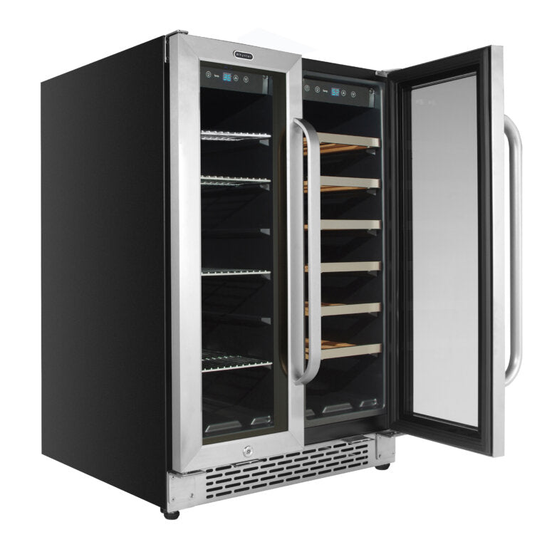 Whynter BWB-2060FDS/BWB-2060FDSa 24″ Built-In French Door Dual Zone 20 Bottle Wine Refrigerator 69 Can Beverage Center
