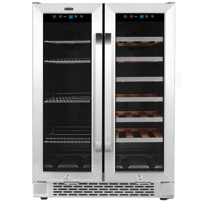 Whynter BWB-2060FDS/BWB-2060FDSa 24″ Built-In French Door Dual Zone 20 Bottle Wine Refrigerator 69 Can Beverage Center