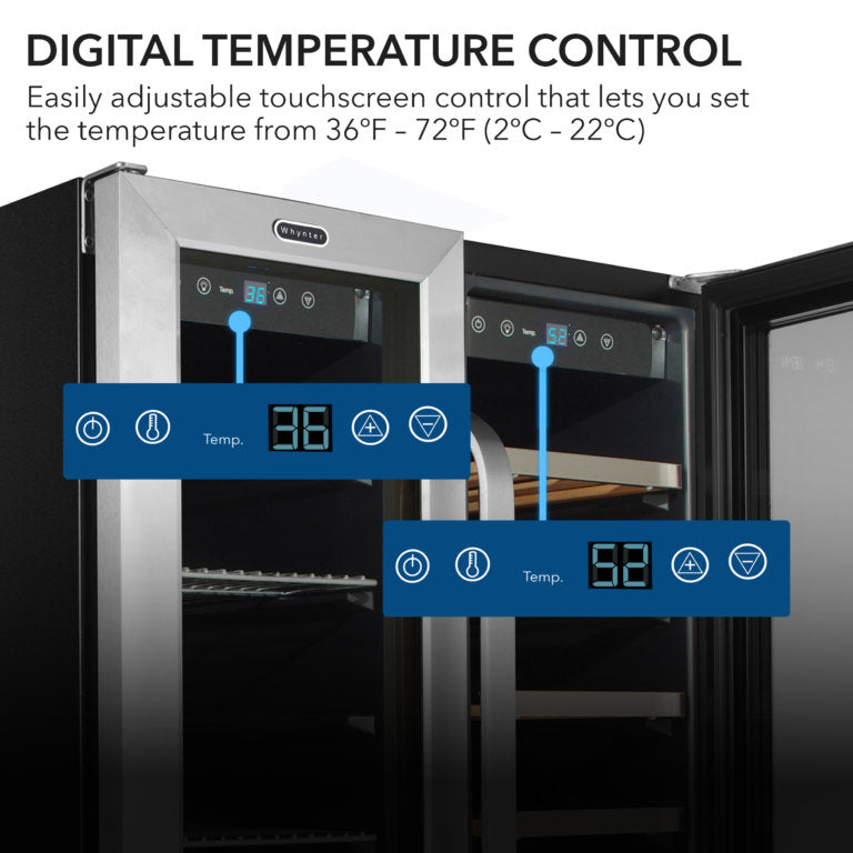 Whynter BWB-2060FDS/BWB-2060FDSa 24″ Built-In French Door Dual Zone 20 Bottle Wine Refrigerator 69 Can Beverage Center