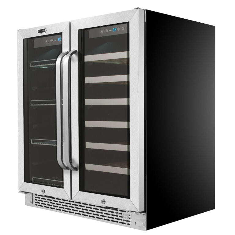 Whynter BWB-3388FDS/BWB-3388FDSa 30″ Built-In French Door Dual Zone 33 Bottle Wine Refrigerator 112 Can Beverage Center