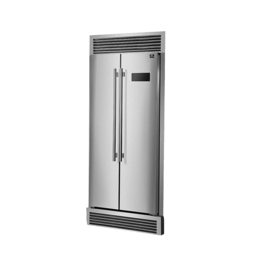 FORNO Salerno 33″ Side-by-Side 15.6 Cu.Ft. Stainless Steel Refrigerator with Grill Trim