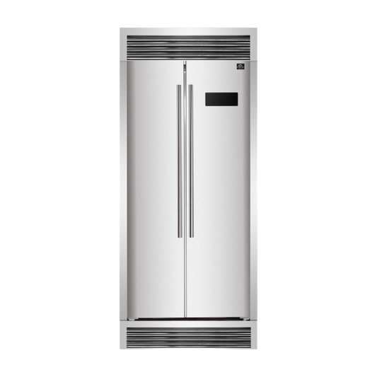 FORNO Salerno 33″ Side-by-Side 15.6 Cu.Ft. Stainless Steel Refrigerator with Grill Trim