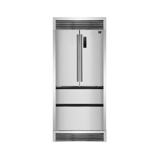 FORNO Bovino 37″ French Door 19 Cu.Ft. Stainless Steel Refrigerator with decorative grill