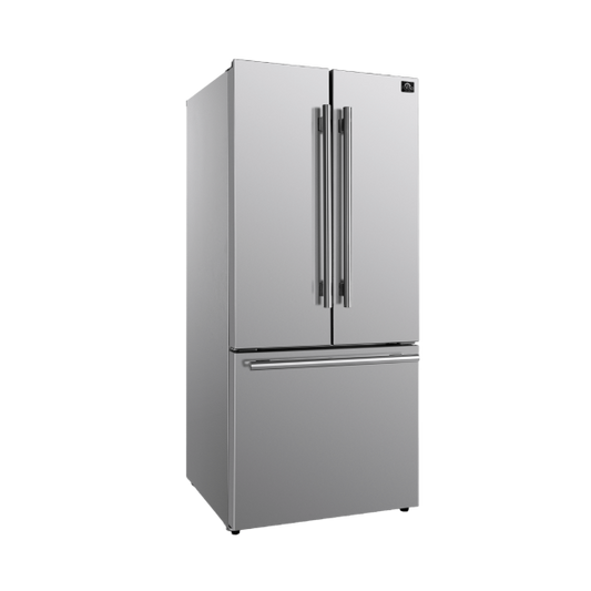 FORNO Gallipoli 30-inch French Door Stainless Steel Refrigerator, 17.5 cu. ft. Capacity with Automatic Ice Maker