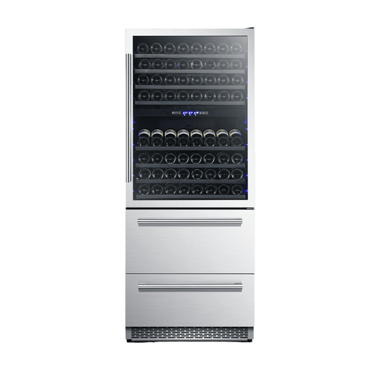 Forno Capraia 30" Dual Temperature Zone Wine Cooler with two Refrigerator Drawers