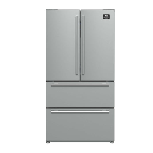FORNO Moena 36″ French Door 19.2 Cu.Ft. Stainless Steel Refrigerator with Grill Trim
