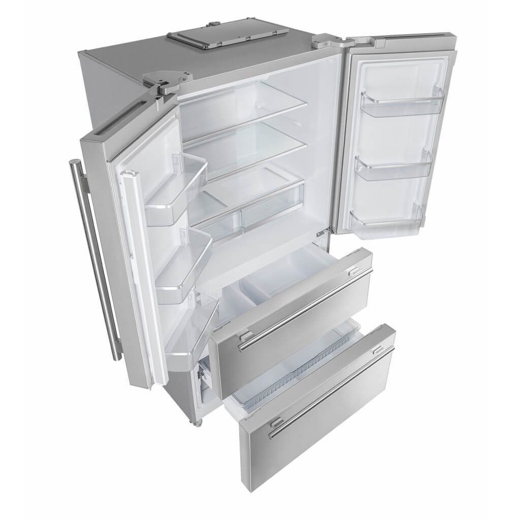 FORNO Moena 36″ French Door 19.2 Cu.Ft. Stainless Steel Refrigerator with Grill Trim