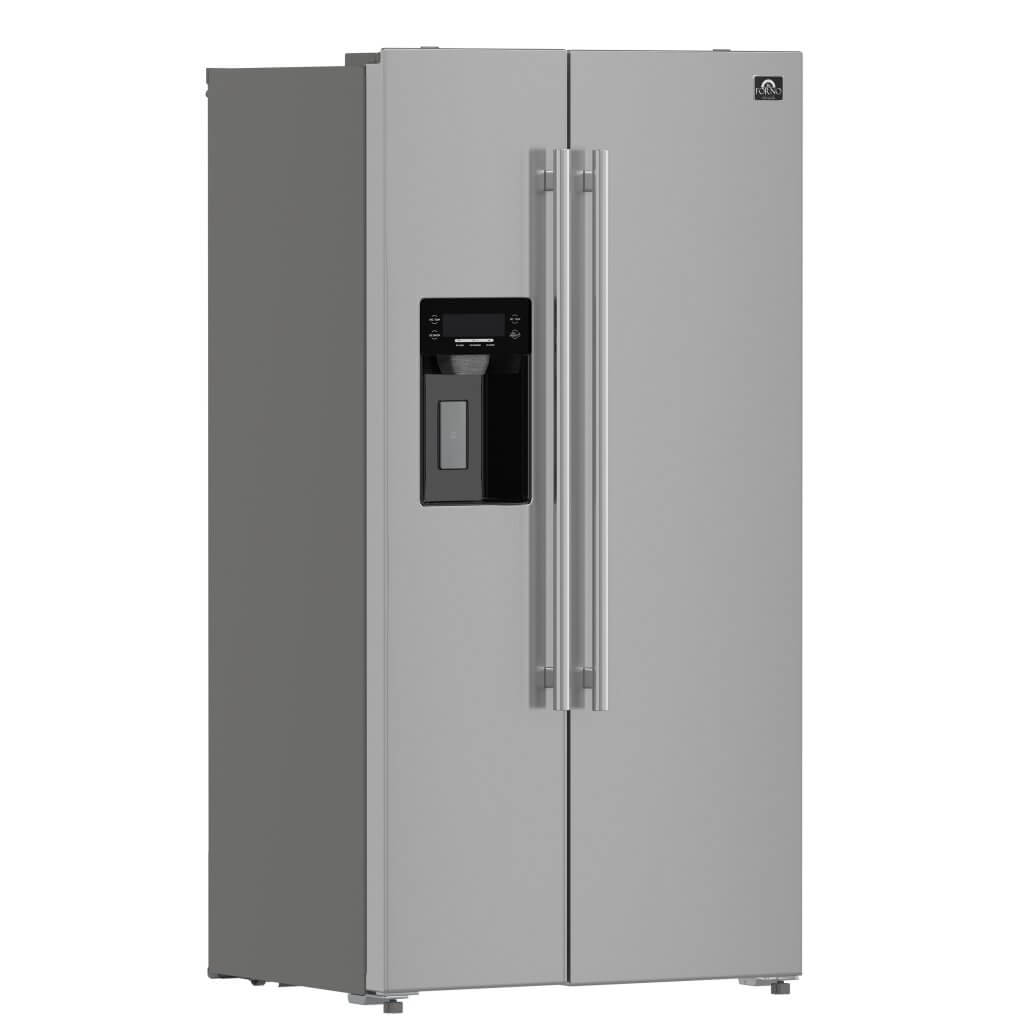FORNO Salerno 36″ Side by Side 20 Cu.Ft Stainless Steel Refrigerator with Ice Maker