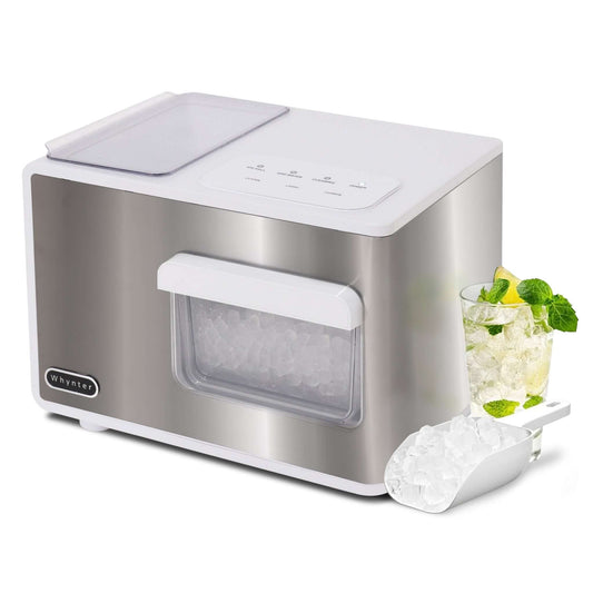 Whynter SonicSnö Countertop Nugget Ice Maker 40lbs/24hrs with Removable Ice Drawer, Chewable Pebble/Sonic Type Ice in Silver and White Stainless Steel Finish