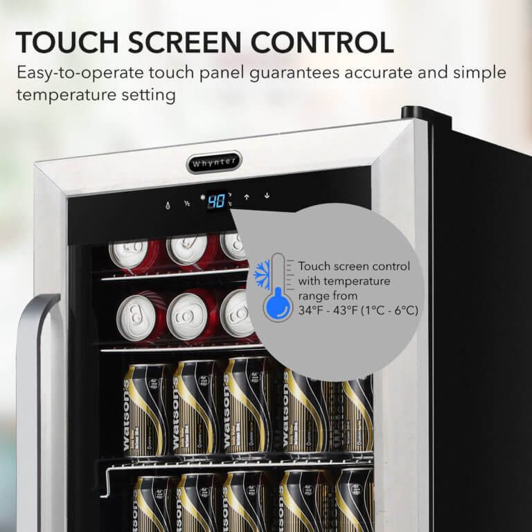 Whynter BR-1211DS 19″ 136 Can Freestanding Beverage Refrigerator cooler with Digital Control and Lock Stainless Steel
