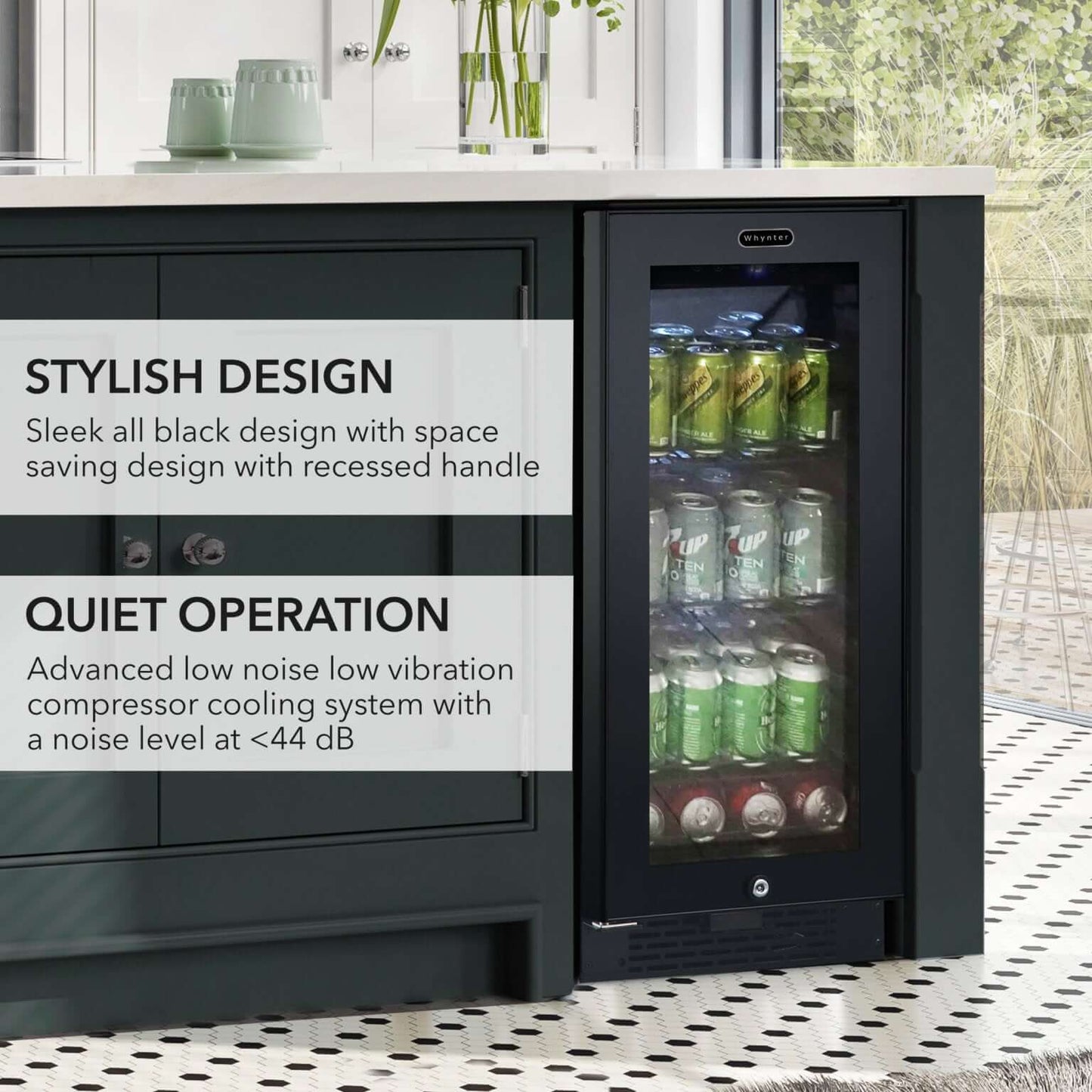 Whynter BBR-801BG 15″ Built-in Black Glass 100-can capacity 3.0 cu ft. Beverage Refrigerator