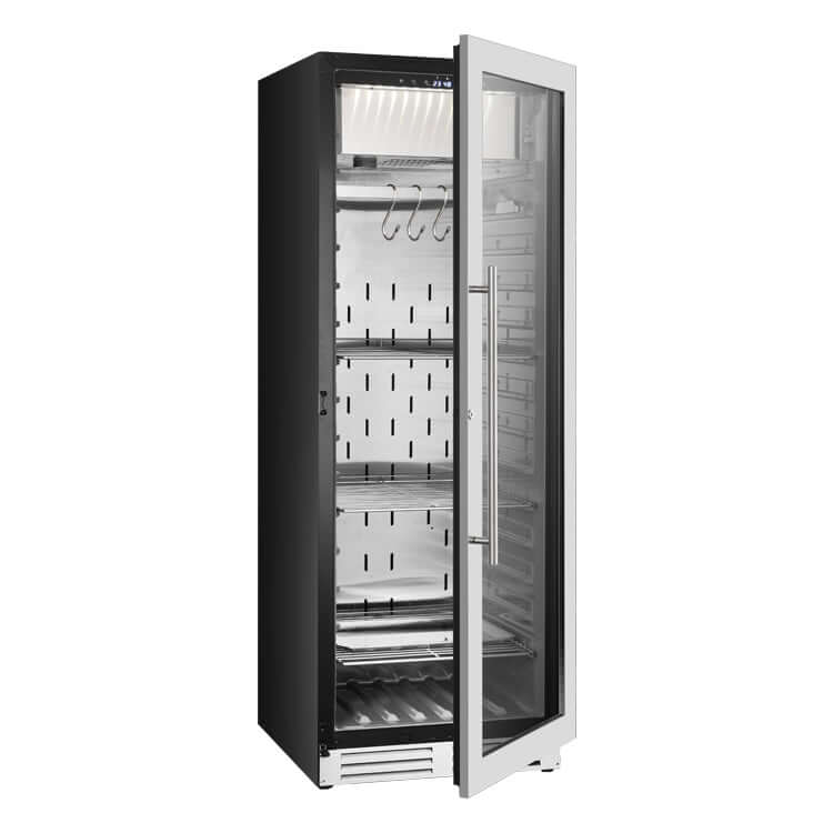 Kings Bottle Single Zone Upright Steak Ager Refrigerator Glass Door with Stainless Steel Frame