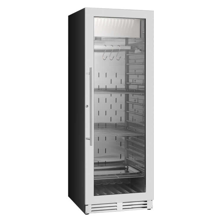 Kings Bottle Single Zone Upright Steak Ager Refrigerator Glass Door with Stainless Steel Frame