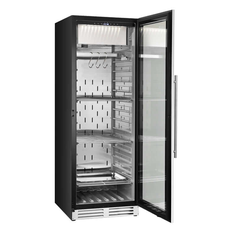 Kings Bottle Single Zone Upright Steak Ager Refrigerator Glass Door with Stainless Steel Frame