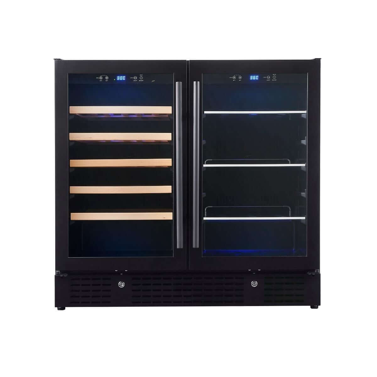 Kings Bottle 36" Dual Zone Beer & Wine Cooler Combination with Low-E Glass Door & Stainless Steel Trim