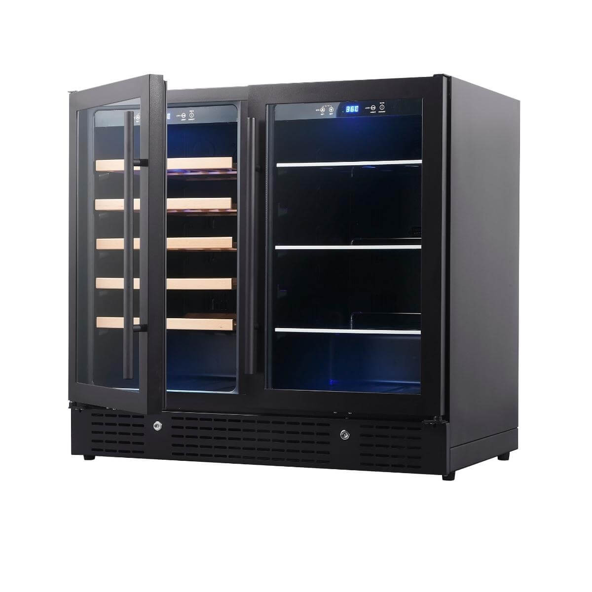 Kings Bottle 36" Dual Zone Beer & Wine Cooler Combination with Low-E Glass Door & Stainless Steel Trim
