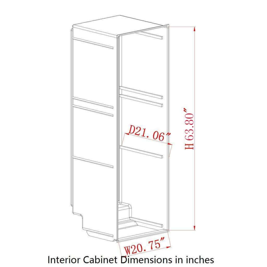 A drawing of a three-tiered white cabinet with red numbers, ideal for storing wine bottles.