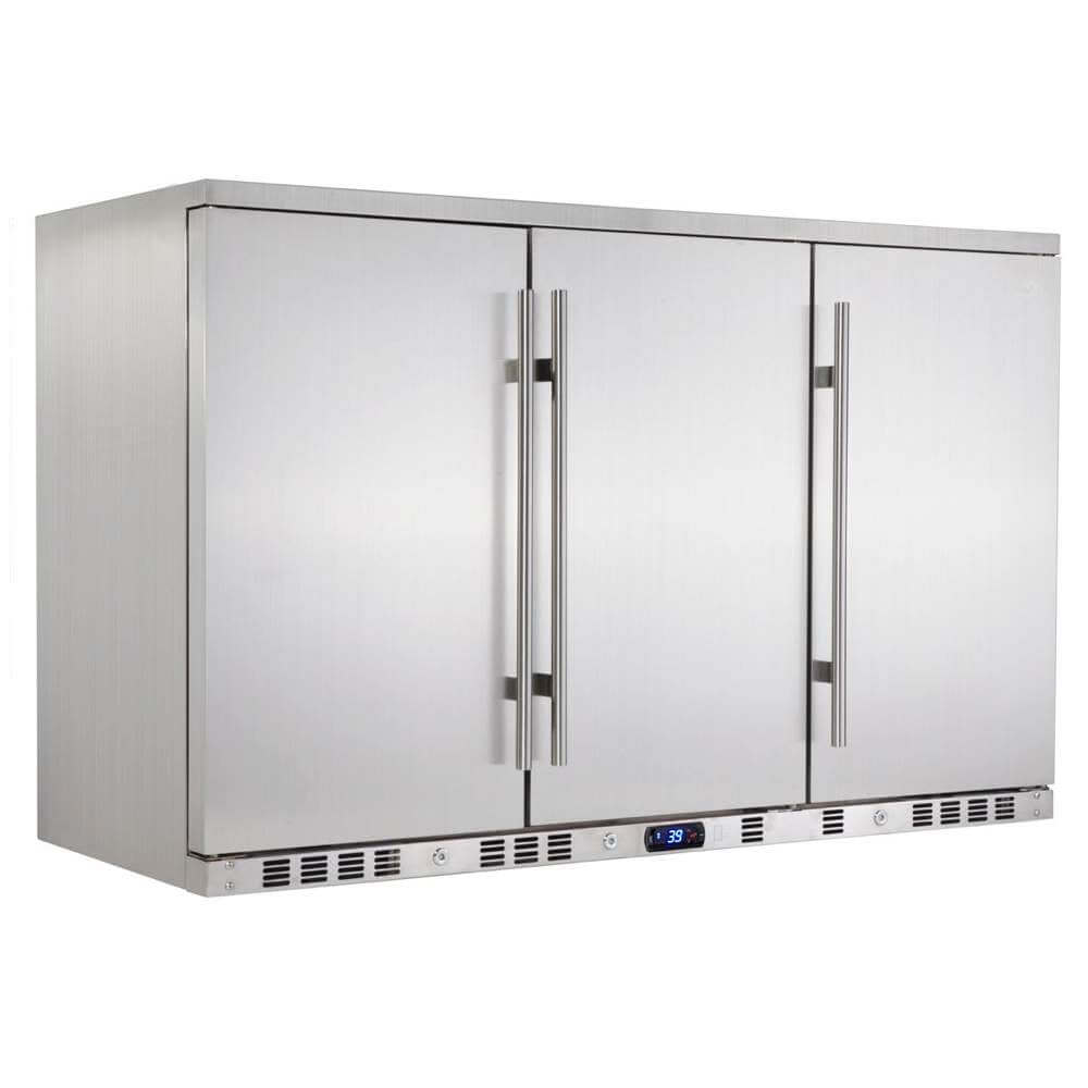 Kings Bottle 53" Solid 3-Door Outdoor Beverage Drinks Cooler Full Stainless Steel