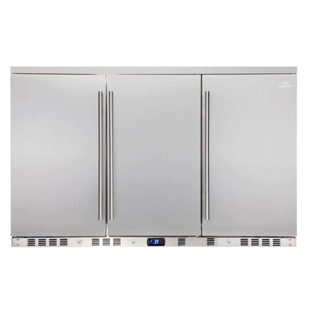 Kings Bottle 53" Solid 3-Door Outdoor Beverage Drinks Cooler Full Stainless Steel