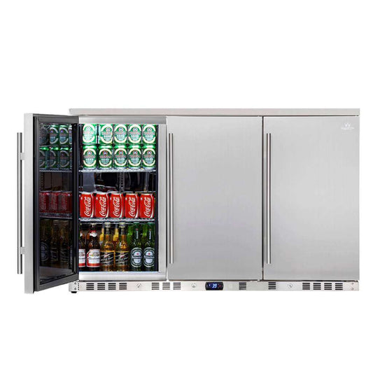 Kings Bottle 53" Solid 3-Door Outdoor Beverage Drinks Cooler Full Stainless Steel