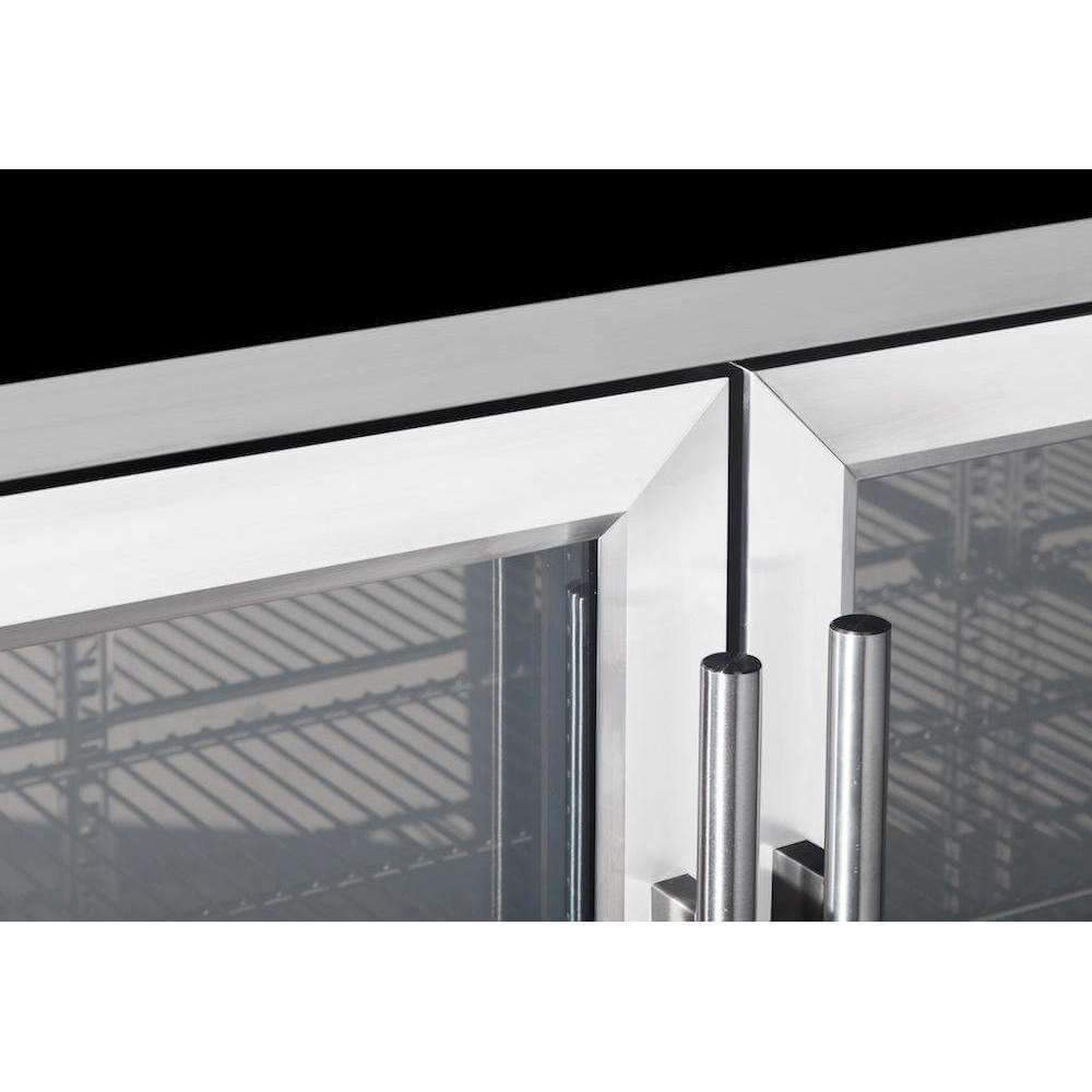 Kings Bottle 53" Heating Glass 3 Door Large Beverage Refrigerator Full Stainless Steel