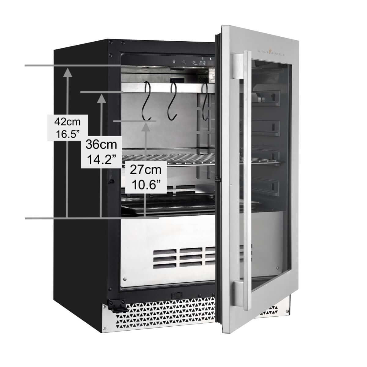 Kings Bottle 24" Single Zone Under Counter Steak Ager Refrigerator Glass Door with Stainless Steel Frame