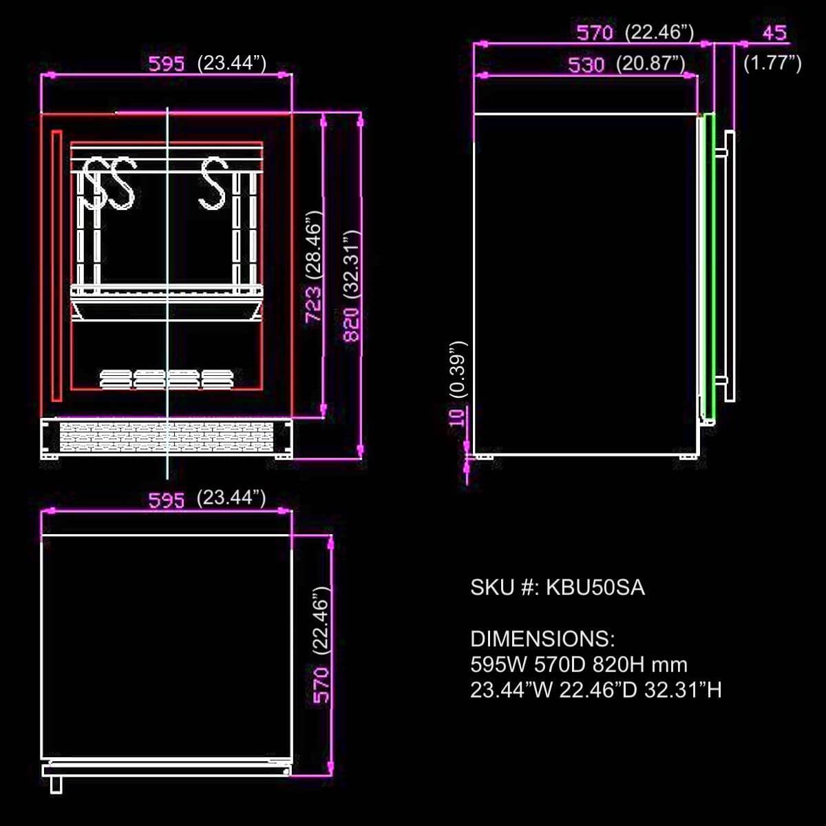 Kings Bottle 24" Single Zone Steak Ager Refrigerator Glass Door