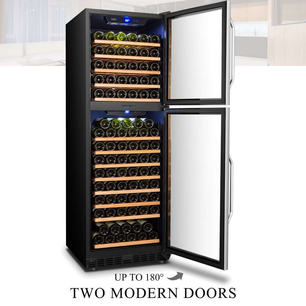 Lanbo 162 Bottle Dual Door Dual-Zone Wine Cooler