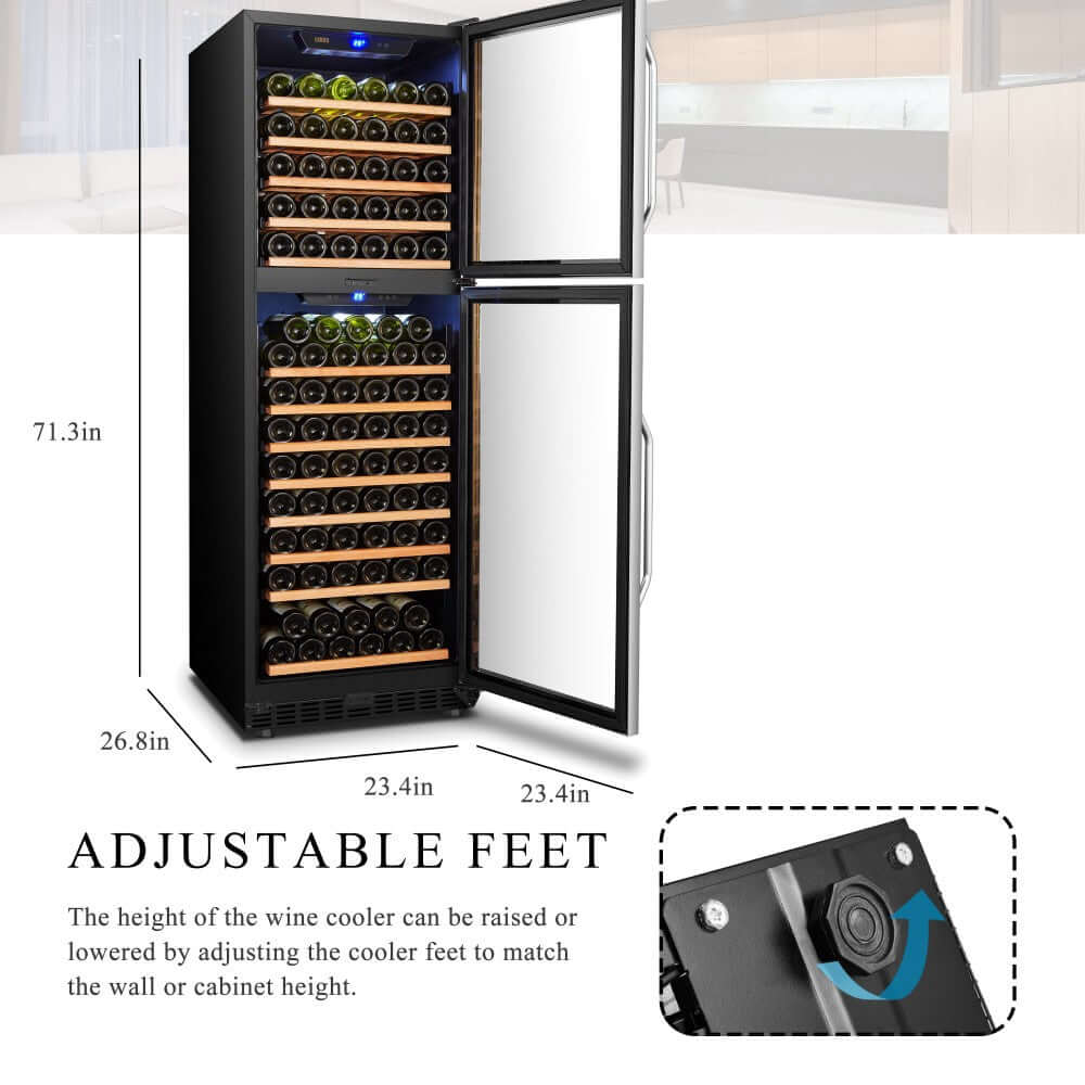 Lanbo 162 Bottle Dual Door Dual-Zone Wine Cooler