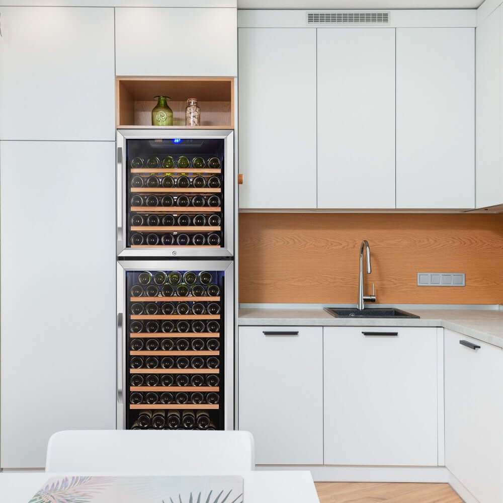 Lanbo 162 Bottle Dual Door Dual-Zone Wine Cooler