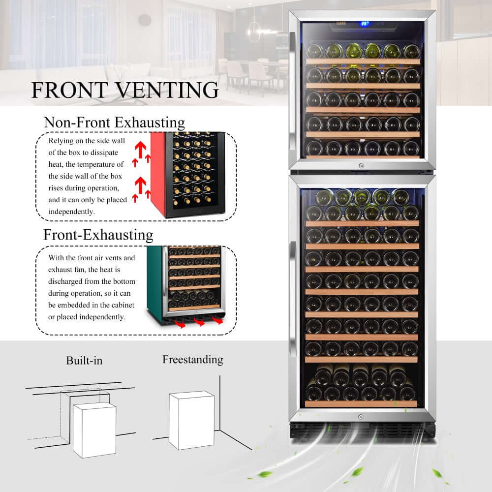 Lanbo 162 Bottle Dual Door Dual-Zone Wine Cooler