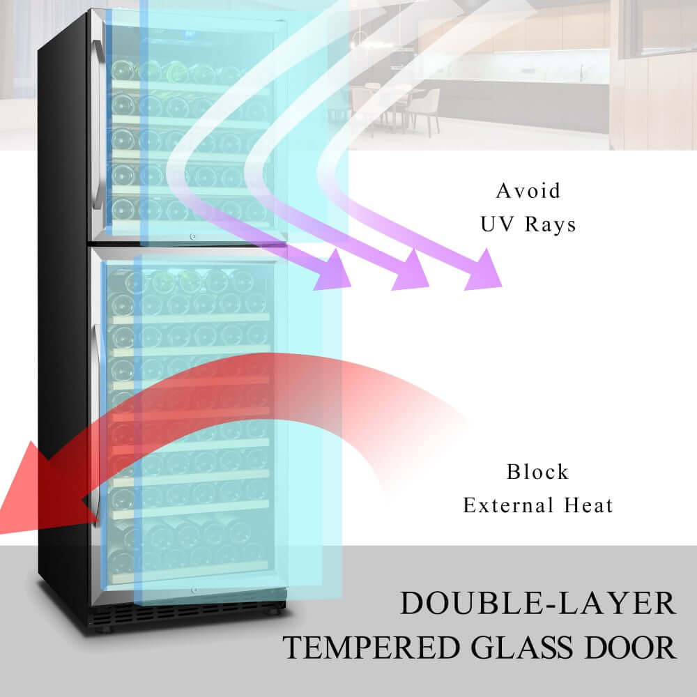 Lanbo 162 Bottle Dual Door Dual-Zone Wine Cooler